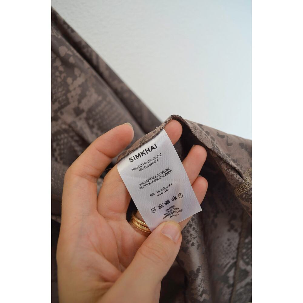 Simkhai - Milo Trench Wrap Python Print Wrap Blouse in Taupe - Picture 5 of 7